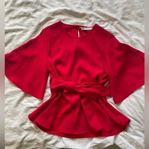 Zara | red front tie shirt | size S